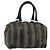 FENDI Pecan Canvas Boston Bag PVC Black Brown gold