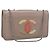 CHANEL Chain Shoulder Bag Patent Beige Silver CC