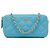 Wallet On Chain Portafoglio Chanel Blue CC in pelle di agnello con doppia zip e catena