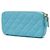Wallet On Chain Portafoglio Chanel Blue CC in pelle di agnello con doppia zip e catena - vista 2