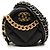 Clutch rotonda Chanel 19 in lambskin nero con catena