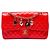 Chanel Red Medium Classic Patent Valentines Heart Charms Single Flap