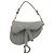 Mini Bolsa Saddle Dior em veludo cinza com ferragens adornadas com cristais