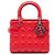Dior Red Medium Lambskin Cannage Lady Dior