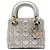 Dior Silver Mini Metallic Crinkled Lambskin Cannage Lady Dior