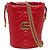 Gucci Pequena Bolsa Bucket GG Marmont em Pele de Vitelo Matelassé Vermelha