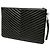 Autre Marque Portadocumenti Saint Laurent in pelle chevron nera con monogramma - vista 2