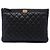 Chanel Black Medium Quilted Caviar Boy O Case Clutch