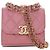 Chanel Mini CC Quilted Caviar Top Handle Clutch con Catena Rosa