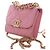 Chanel Mini CC Quilted Caviar Top Handle Clutch con Catena Rosa - vista 8