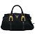 Mala Satchel Prada em Tessuto com acabamentos em couro de bezerro macio preto