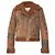Alexander McQueen Lederjacke in Braun mit Pelzbesatz