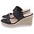 Sandales compensées Stuart Weitzman en raphia noir - vue 4