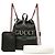 Zaino in pelle con logo Gucci nero e coulisse - vista 8