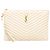 Autre Marque Borsa Clutch per Tablet Saint Laurent in pelle di vitello monogram chevron bianca