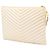 Autre Marque Borsa Clutch per Tablet Saint Laurent in pelle di vitello monogram chevron bianca - vista 2