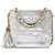 Silberne Chanel CC gesteppte Metallic-Lammleder Binocular Bag mit Quasten