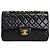Chanel Medium Classic Double Flap Tasche vintage aus schwarzem Lammleder