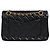Chanel Medium Classic Double Flap Tasche vintage aus schwarzem Lammleder - Ansicht 2