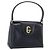 GUCCI Hand Bag Leather Black Gold Tone