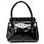 Borsa Tote Valentino Rockstud in vernice nera con doppio manico e patta