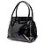 Borsa Tote Valentino Rockstud in vernice nera con doppio manico e patta - vista 2