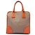 Bolsa Satchel Prada em lona Canapa com logo e acabamento em Saffiano marrom
