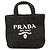 Prada Black Small Raffia Effect Crochet Embroidered Logo Tote