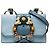 Borsa a tracolla Miu Miu Blue Goatskin Madras Soft Calf con cristalli