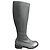 Pollini Grey Leather High Boots with Metallic Toe