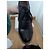 Chloé ankle boots in black leather and blue wool - view 11