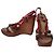 Louis Vuitton Sandali con zeppa in pelle rossa e canvas Monogram