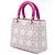 Borsa Lady Dior Medium in pelle d'agnello cannage rosa - vista 2
