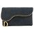 Cartera larga bi-fold Christian Dior Saddle de denim y cuero Azul