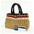 PRADA Borsa Tote 2Way in Raffia con Logo Triangolare Beige Arancione Nero 1BG889 - vista 24