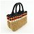 PRADA Borsa Tote 2Way in Raffia con Logo Triangolare Beige Arancione Nero 1BG889 - vista 4