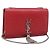 Autre Marque Saint Laurent Kate Chain Shoulder Bag Leather Red Silver