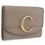 Chloé Chloe C Trifold Wallet Leather Beige Gold Tone