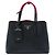 Prada Double Satchel Bicolor aus Saffiano Leder Schwarz Medium
