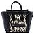 Céline Celine Mini Luggage Tote in canvas leopard print e pelle di vitello nera