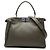 Fendi Peekaboo Iconic Satchel aus Leder in Grau, Größe Medium