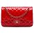 Chanel Red Jumbo Classic Patent Double Flap