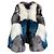 Autre Marque Designer Patchwork Fox Fur Vest - Blue, White, Grey
