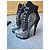 Alaïa Bottines à lacets en daim et cuir python argenté - vue 3