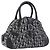Christian Dior Trotter Canvas Double Saddle Hand Bag Black Silver Auth ka6987V - Jerrillo