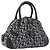 Christian Dior Trotter Canvas Double Saddle Hand Bag Black Silver