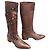 Prada Brown Leather Floral Appliqué Boots