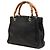 Sac à main Gucci Bamboo Shopper Small en cuir de veau noir - vue 2