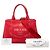 Borsa Tote Satchel Prada Small Canvas Canapa Logo rossa - vista 8