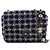 Borsa a Tracolla Chanel Mini Square Tweed Coco Heart Chain Flap Nera